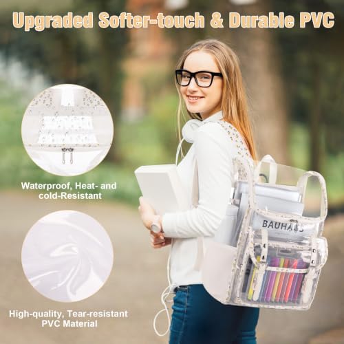 Image of DIGOBAY Clear Backpack with Lunch Bag, Corduroy Clear Bookbag Heavy Duty | Clear Backpack for Girls Women See Through Transparent Backpacks for Stadium Events College Travel Work, Yellow Floral