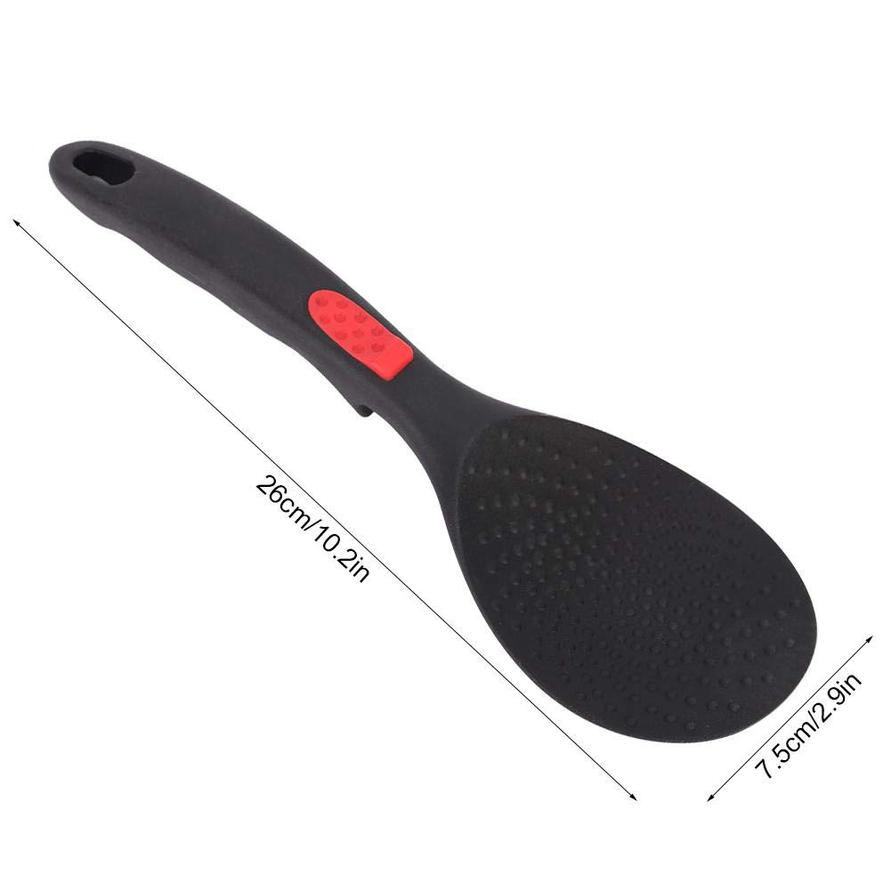 Fdit Silicone Handle Rice Spoonula, Spatula Spoon, Non Stick Rubber Rice Spoon Utensil Kitchen Cooking Tools(Black)