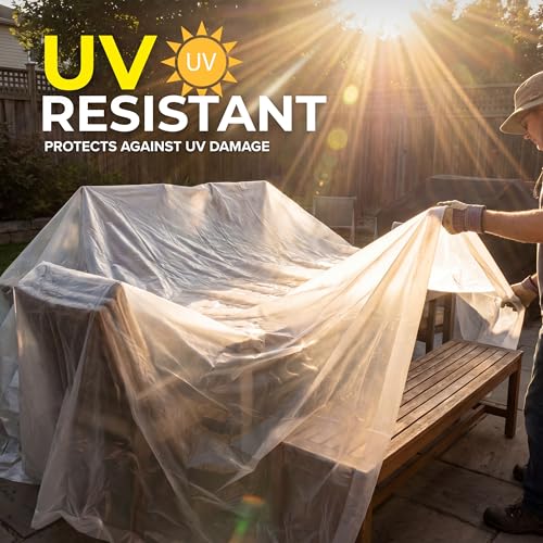 Image of Plastic Sheeting (10' x 25') Long, 6 Mil - UV Protection Poly Sheeting Polyethylene Film, Heavy Duty Greenhouse Plastic Sheeting (Pack of 2)