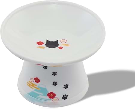 Amazon.com: Necoichi Porcelain (Ceramic) Elevated Cat Food Bowl
