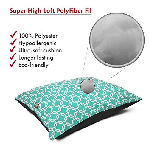 Image of Majestic Pet Large Rectangle Dog Bed Washable Non Slip Comfy Pillow Bed Super Value 46 x 35 Inch Teal