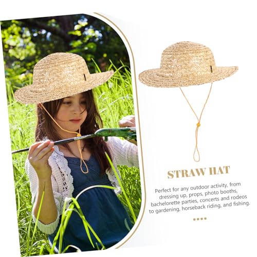 Boys and Girls Straw Hat Country Beach Decor Adjustable Straw Hats for Boys and Girls Outdoor Beige4