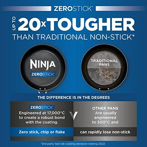 Ninja ZEROSTICK Essentials Cookware 20cm Frying Pan, Non-Stick, Long Lasting Forged Aluminium Frying Pan, Induction Compatible, Oven Safe to 260°C, Black C10020UK
