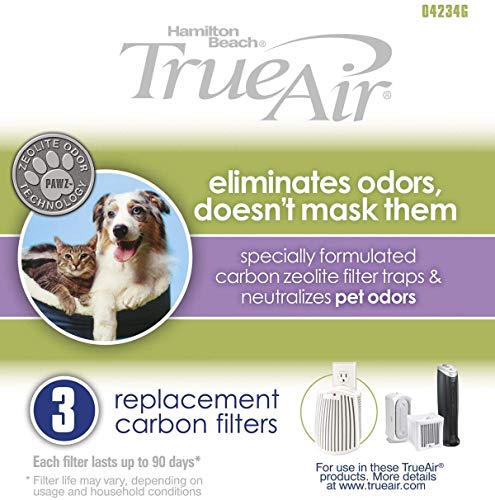 Hamilton Beach TrueAir Replacement Carbon Filter for Odor Eliminators, Common Household-Trash, Pet, Smoke