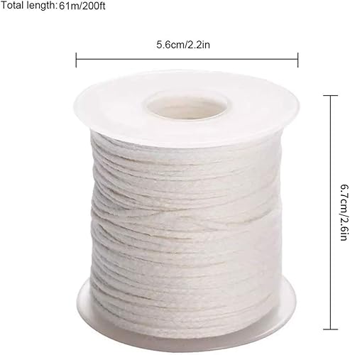 Miniatura 5 de Rollo de mecha de vela de algodón natural de 200 pies con 100 pestañas de sostenedores de metal, mechas de cera de soja, kit de suministros para