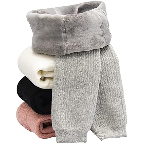Toddler Baby Girls Winter Fleece Lined Leggings Knit Thick Warm Full Length Tights Basic Velvet Pants for 1-6 Years Kids Cover