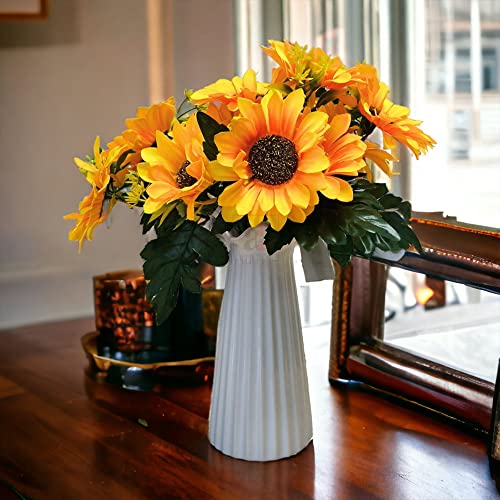 Image of Art Street Artificial Yellow Sunflower Flower Bunch for Vases or Pot |Ideal for Table Indoor Home Decoration, Pack of 1 Bunch with 6 Flower Head| (Size 11 Inch)