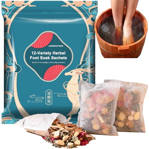 30 Bags Herbal Foot Soak Bag Set,31.74oz Herbal Foot Bath Spa Powder Kits Foot Reflexology Relax,Mugwort,Ginger & Safflower 900g