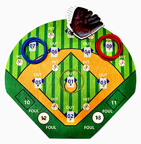 Product Image of the Firebubbles Wooden Hook Wall Mount Baseball Ring Toss Game for Party Kids & Adults | Indoor/Outdoor Baseball Toss Game for Boys | Hook and Ring Toss Baseball Gift Set | Sports Gift for Boys & Girls.