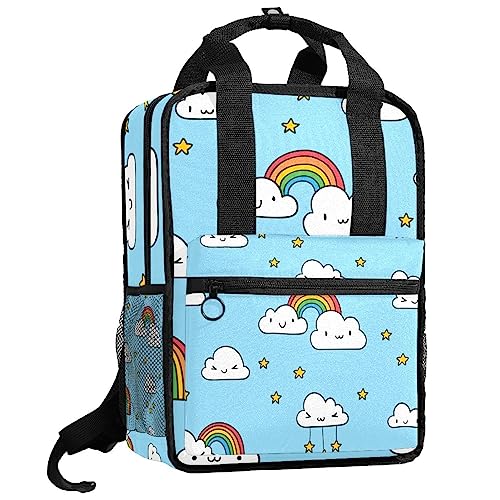 Cartable mignon motif nuages arc-en-ciel avec bretelles réglables légères