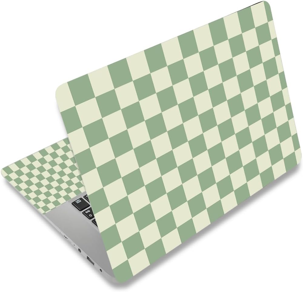 - 12 12.1 13 13.3 14 15 15.4 15.6 in Skin Laptop Sticker Decal, Netbook Skins for Notebook PC, Universal Vinyl Laptop Decor Cover for Women, Waterproof Art Protector Easy to Apply I Green Checkered