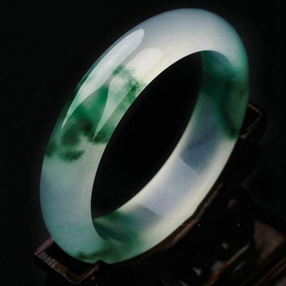 SnamicE Ladies Jade Bangle, Ladies Bracelet, Natural Jade Green Floating Flower Jade Bracelet, Quartzite Jade Bracelet, Fine Beauty Jade Bracelet,61mm,64mm