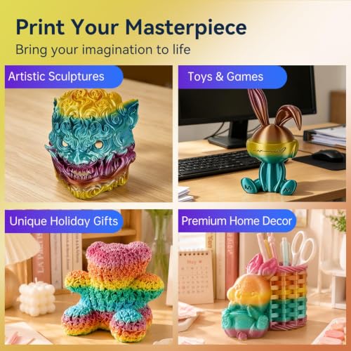 Image of Kingroon Silk PLA Filament 1.75mm Rainbow Color Changing Filament 3D Printer Filament 1kg Dimensional Accuracy ±0.03mm,Fit Most 3D Printer(Macaron)