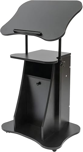 Miniatura 6 de LOYALHEARTDY Podio móvil para laptop, carrito de atril rodante, carrito de escritorio para laptop con mesa inclinable de 180, altura ajustable,