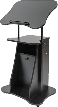 Rolling Laptop Desk, Height Adjustable Laptop Podium Stand with Storage Shelf Sit-to-Stand Desk Rolling Lectern Laptop Stand Podium Stand on Wheels 1 Pcs