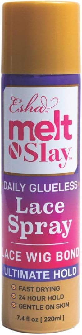 MELT N SLAY Glueless Lace Spray - Ultimate Hold, Sweat & Water Resistant, Long-Lasting Secure Grip for Lace Wigs, Invisible Matte Finish & Edge Protection (220ML)