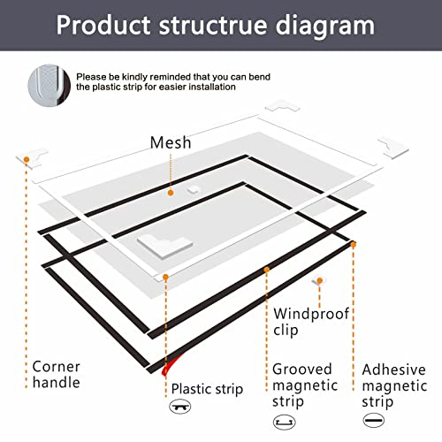 Joofan Adjustable Diy Magnetic Window Screen Max Size Fits Any Size Smaller With White Frame Fire-Retarded Mesh Card Slot (48''X 48'’) #TOP3