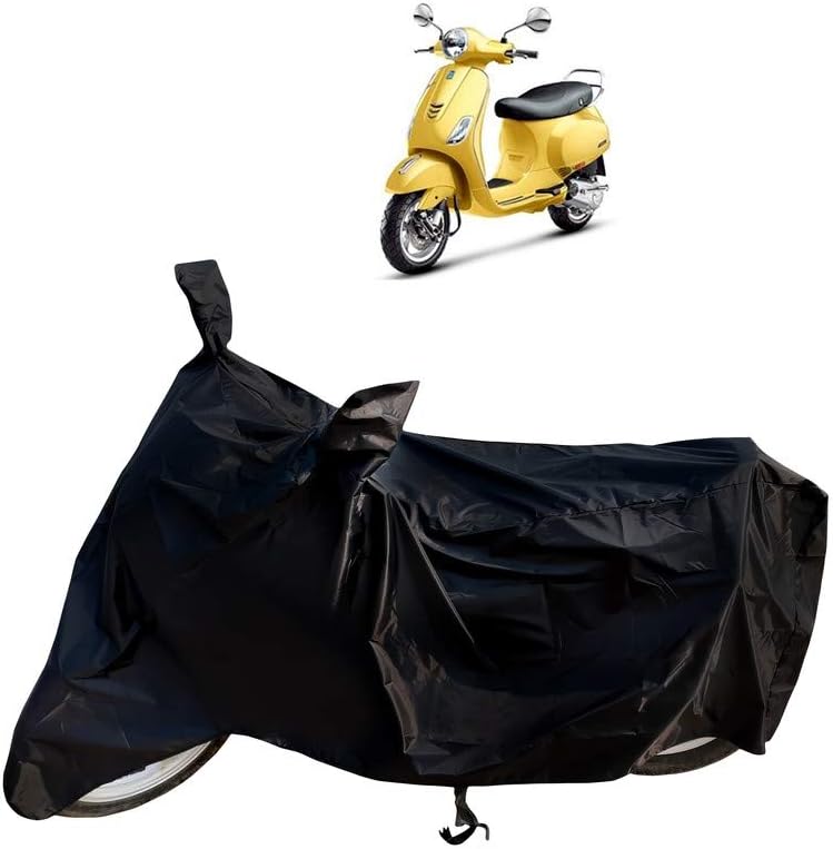 VVM Vespa VXL 125 Bike Cover Waterproof - Dustproof - Scratch Proof - UV Sun Light Protection - Full Size Two Wheeler Bike Body Cover for Vespa VXL 125 (Black Premium Waterproof Univrsal Size)