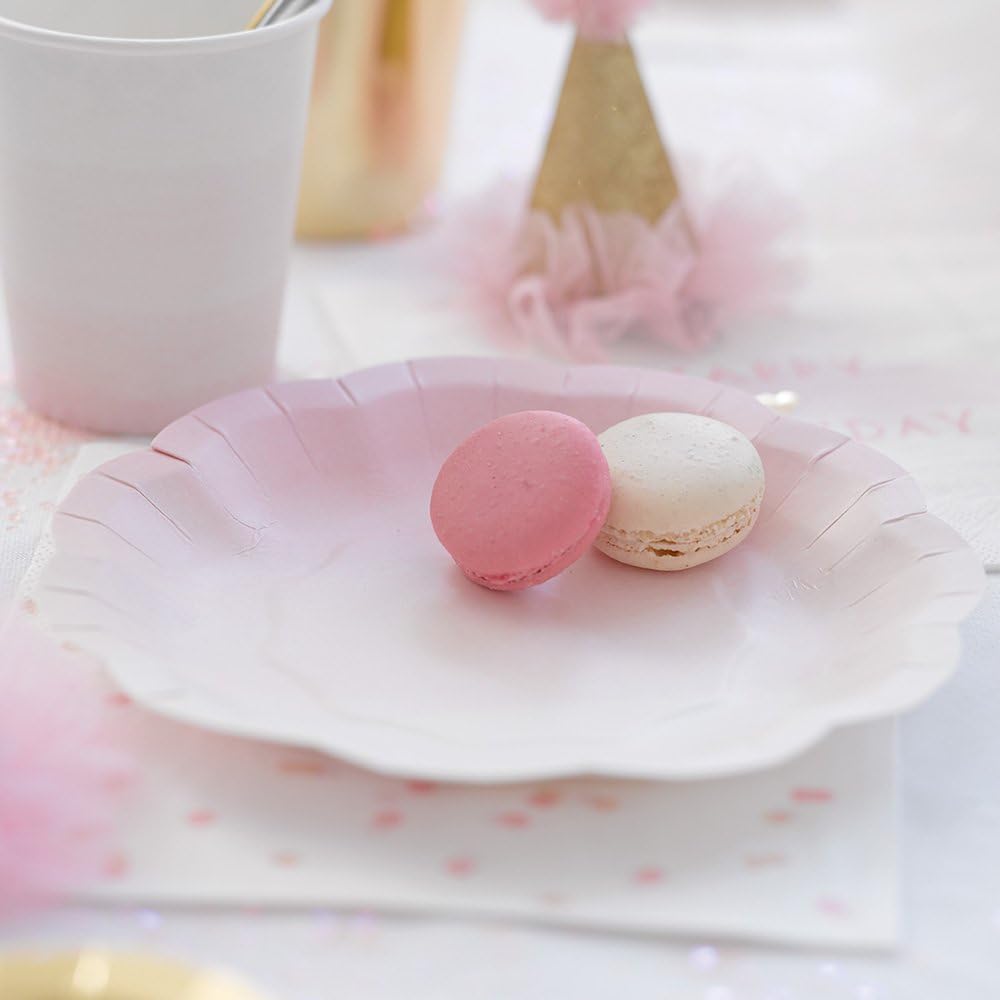 Talking Tables Pink And Gold Party Supplies | Pink Paper Plates | Great For Baby Shower, Girls Party, 1st Birthday And Birthday Celebrations | 12 Pack