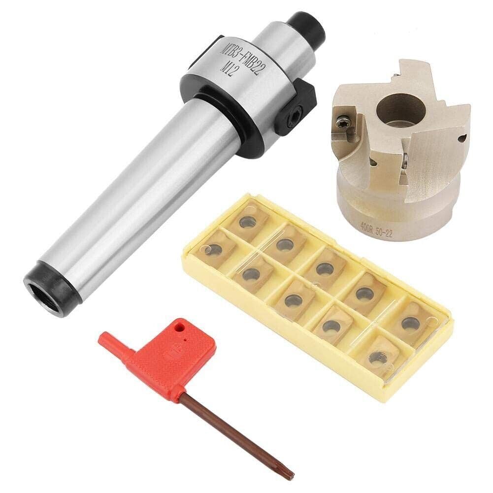 MT3-FMB22-M12 Schaft 400R 50-22 Planfräser CNC Fräser mit 10 STK. APMT1604 Einsätzen, hohe Schlagfestigkeit und Härte für anspruchsvolle Fräsarbeiten