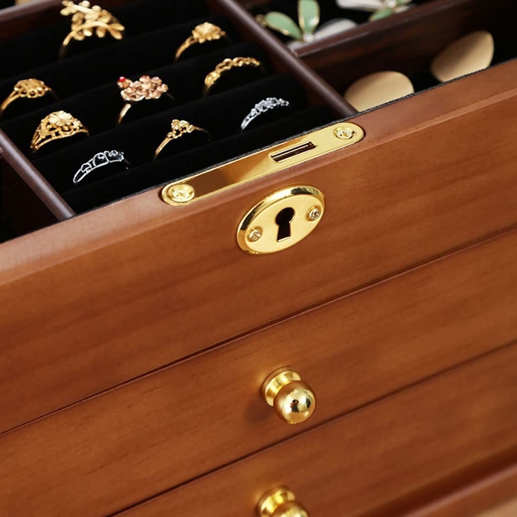 Ladies Jewelry Box Organizer Girls Jewelry Box Organizer Ladies Girls Wooden Three Layers with Safety Lock Interesting