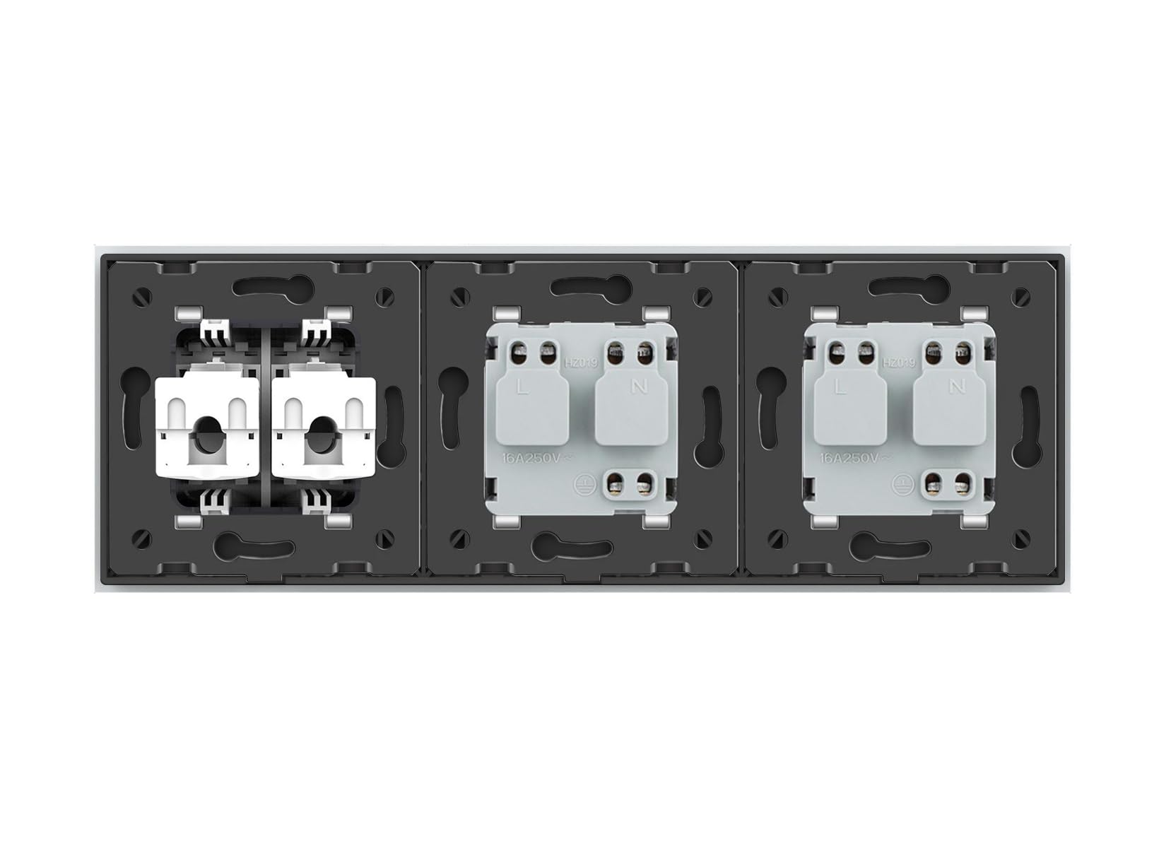 Livolo - Toma de corriente Schuko para empotrar, doble enchufe de pared + enchufe de red LAN Duplex RJ45, caja de datos Ethernet, incluye marco de cristal (blanco)
