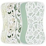 Yoofoss Baby Burp Cloths 100% Organic Cotton 5 Pack Burping Cloths for Babies Boys Girls Large 21''X10'' Extra Soft and Absorbent Leaf