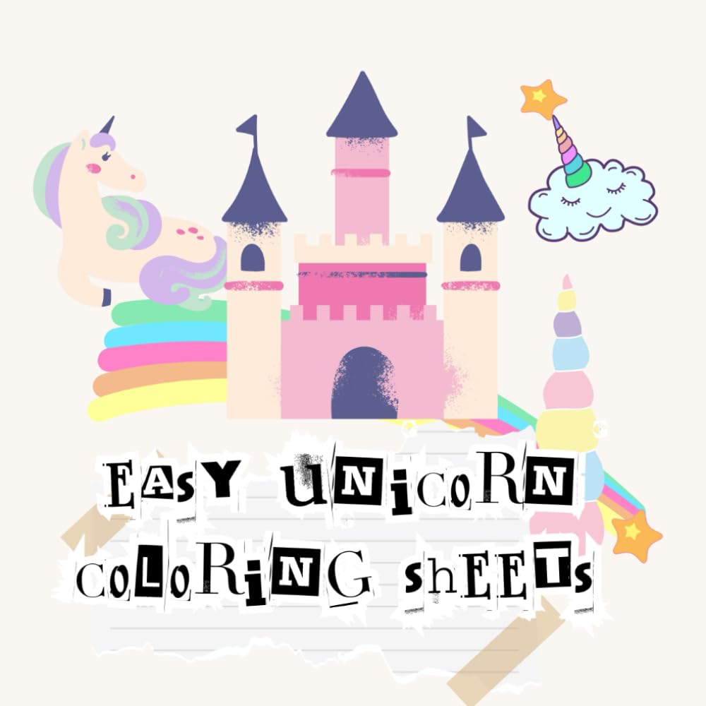 Easy unicorn coloring sheets: 64 pages, Unicorn coloring sheets for toddlers