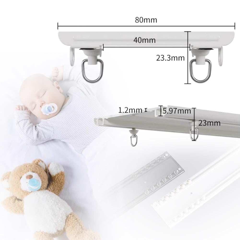 Rail de rideau en aluminium 120-500 cm pour chambre à coucher, salon, salle à manger, camping-car
