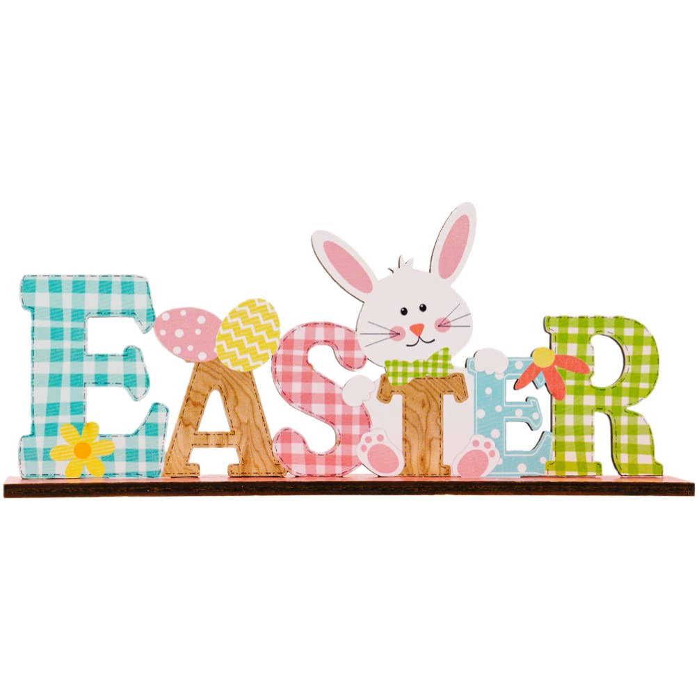 PRETYZOOM Easter Wood Sign Letter Spring Table Centerpiece Easter Table Decoration Sign Home Decor Happy Easter Decoration
