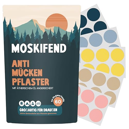 Mückenschutzpflaster für Kinder, Babys & Erwachsene (mit Öl gegen Mücken) – Anti Mücken Aufkleber Bunt – 60 Patches für unterwegs | Mosquito Repellent Sticker, Insektenschutz