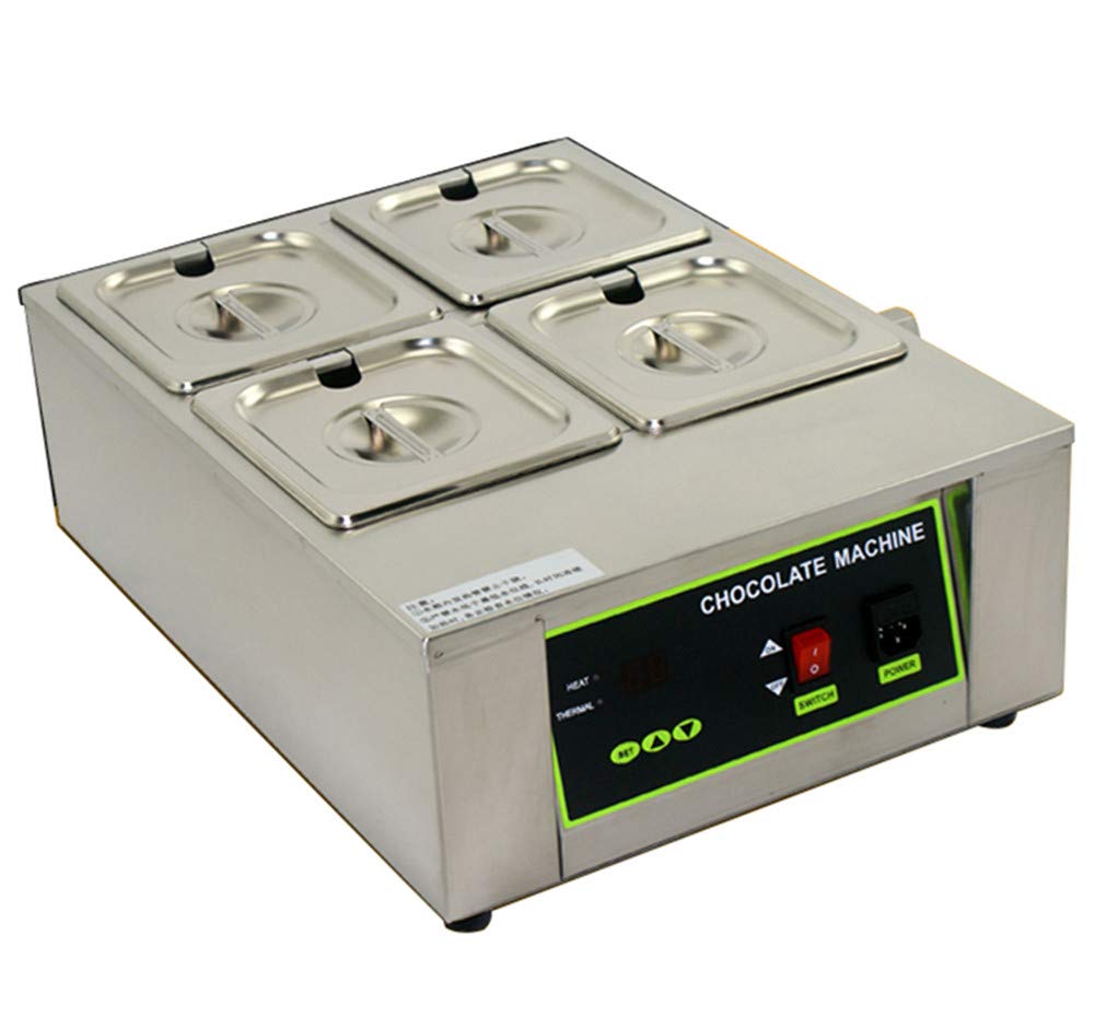 NEWTRY Digital 17.6lbs Capacity 4 Pots Electric Chocolate Melting Machine Temperature Adjustable 1000W Commercial Chocolate Tempering Machine Melter Pot Heater (220V)