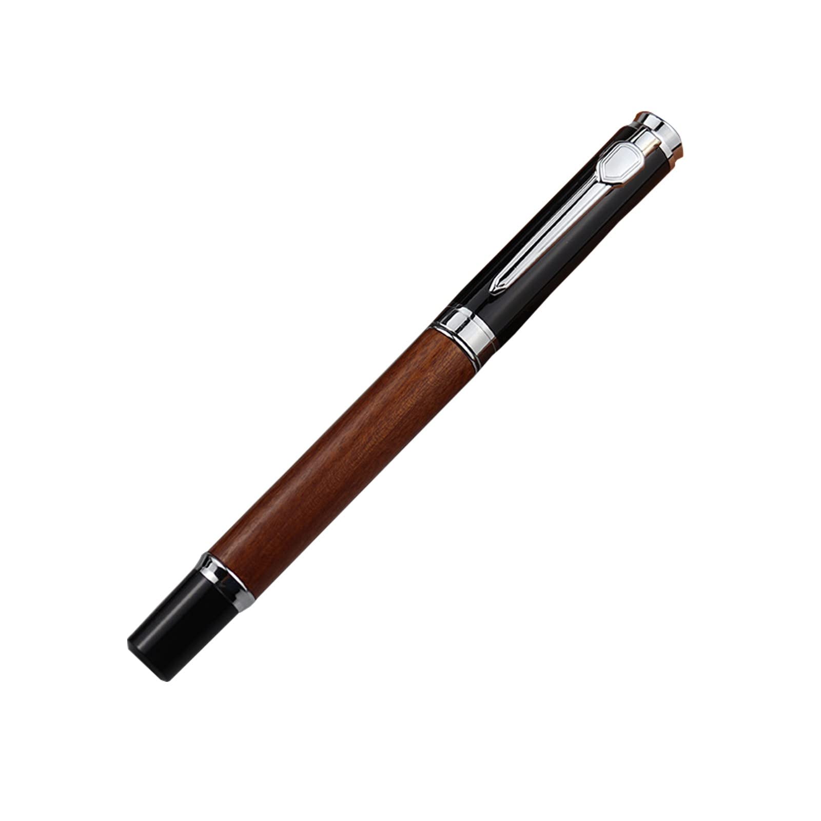 Wood Pen Vintage Wood Barrel Pen Smooth Writing Students Practice Hard Pen Calligraphy Fine Ballpoint Pens Retractable Black