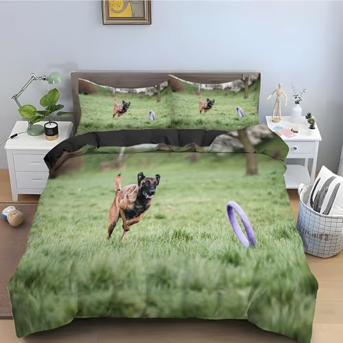 Housse de couette 200x200 chien de berger microfibre douce avec zip