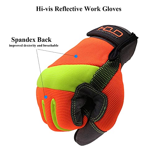 HANDLANDY 6 Pairs Reflective Work Gloves for Men & Women, Anti Vibration Gloves