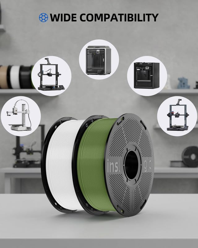 Inslogic Filamento PLA Pro 1,75 mm, filamento pre-essiccato, resistente all'umidità, filamento per stampante 3D da 4 kg, compatibile con la maggior parte delle stampanti FDM, 4 kg, nero