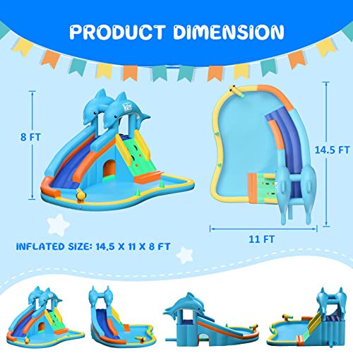 Naice Inflatable Water Slide, Bounce House For Wet And Dry, Climbing Wall & Larger Splash Pool, Water Gun & Hiding Hole, Outdoor Backyard Waterslide For Kids Children Girl Boy (W/ 480W Blower & Hose) #TOP1