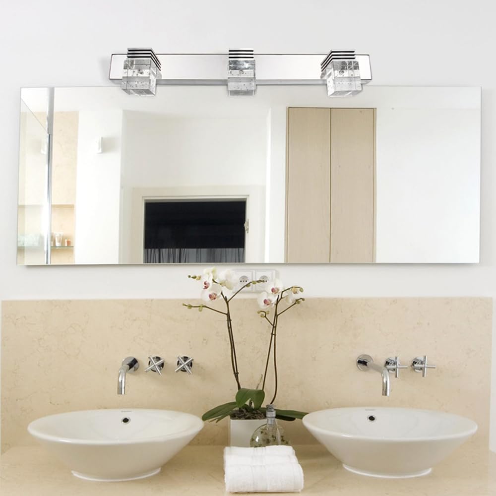 Mengjay Lampa ścienna LED do lustra, łazienkowa, 3000 K/6000 K, nowoczesne wzornictwo, lampa ścienna LED, do łazienki, salonu, sypialni, szafki łazienkowej (2 lampy, zimna biel)