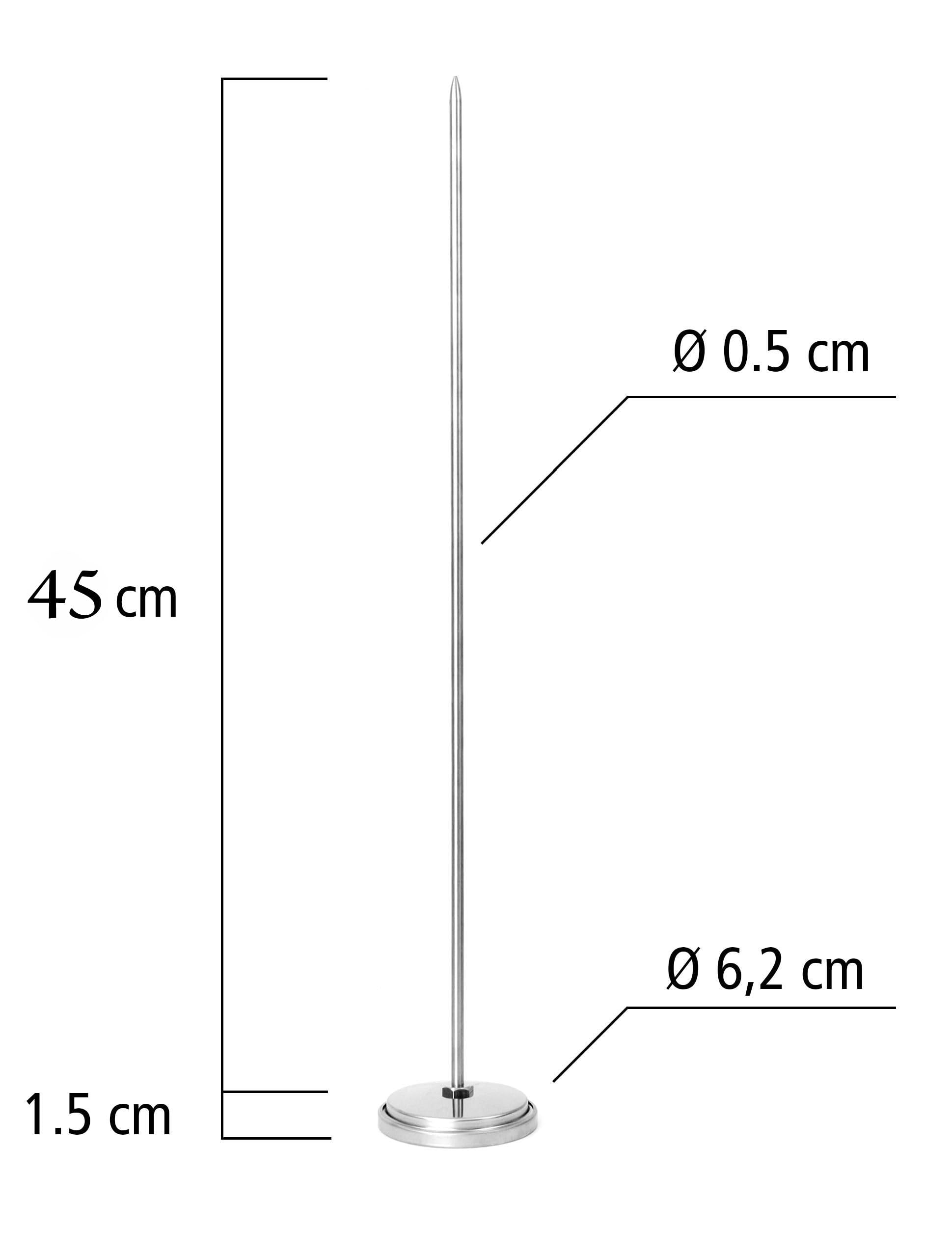 Termometro da forno in acciaio inox Ø 6,5 cm per forni a legna, pizza, grill, affumicatore e BBQ con sonda 15/30/45 cm e cono incorporato