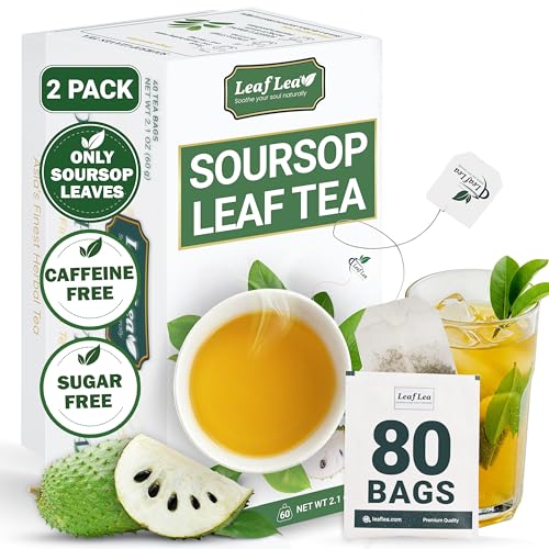 Image of LeafLea 80 Soursop Leaf Tea Bags, from Natural Soursop Leaves (Graviola)