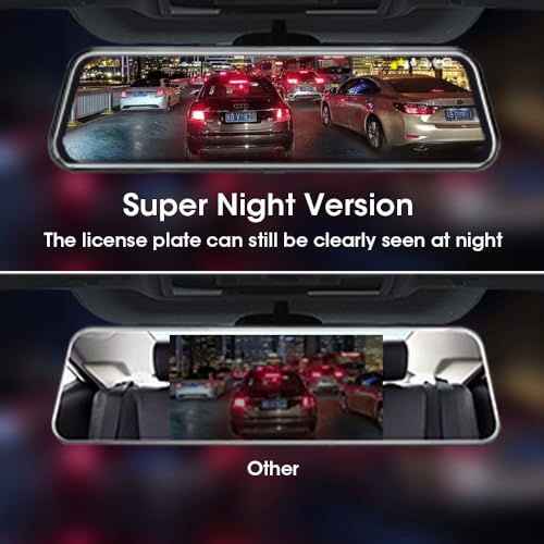 Jansite Spiegel Dashcam mit Rückfahrkamera 10'' Touch Screen FHD 1080P Autokamera Rückfahrkamera...