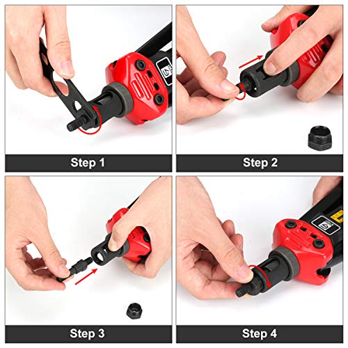 Giantisan Utensile Per Dadi Per Rivetti Da 40,6 Cm, Kit Con 12 Mandrini Metrici E Sae, Dadi Per Rivetti, 176 Pezzi E Robusta Custodia Per Il Trasporto - 8