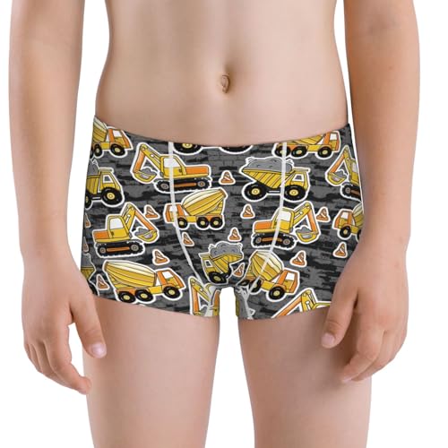 Boys' Cotton Boxer Brief Soft Underwear-Excavator At Work