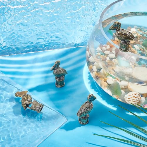 Disco de cobre para baño de pájaros OLYCRAFT con 4 figuras de pelícano 5