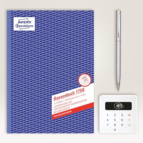 AVERY Zweckform 1756 Kassenbuch (A4, 2x40 Blatt, selbstdurchschreibend, nach Steuerschiene 300, EDV-gerechte Datenerfassung, von Rechtsexperten geprüft, für DE, ordnungsgemäße Buchführung) weiß/gelb