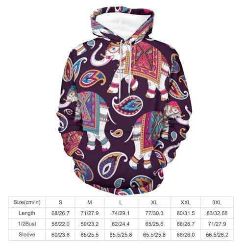 Sweats à capuche manche longue pull mandala éléphant taille S unisexe - 2