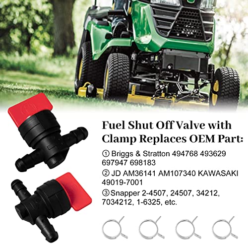 Fuel Shut Off Valve For Mower - 1/4" Fuel Cut Off Valve For Riding Lawn Mower Garden Tractor Pressure Washer Snowblower, In Line Fuel Gas Control Shut Off Valve Switches Tap For Small Engines 4 Packs #TOP5