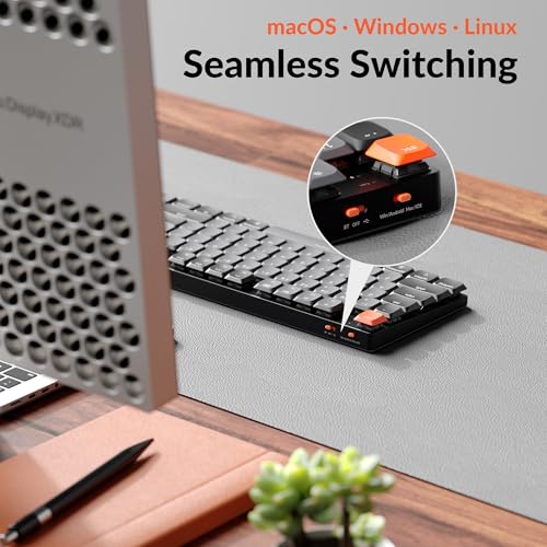 Image of Keychron K5 Version 2 Wireless Bluetooth 5.2 Mechanical Keyboard, Low Profile Milk POM Switch Full-Size 100% Layout QMK Programmable, White Backlit with Shine-Through Keycaps for Mac Windows Linux