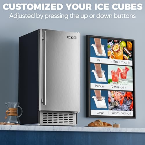 Coolski IM-55BS 15 Inch W Commercial Under Counter Ice Maker Machine thumb #2