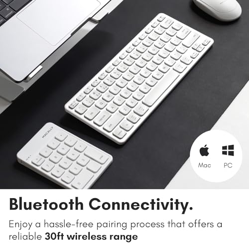 Macally Bluetooth Number Pad for Laptop, Apple, Mac, iMac, MacBook Pro/Air, Ipad, Windows PC, Tablet, or Computer - Rechargeable 18 Key Wireless Numeric Keypad - Bluetooth 10 Key Numpad Keyboard by Macally - Image 4